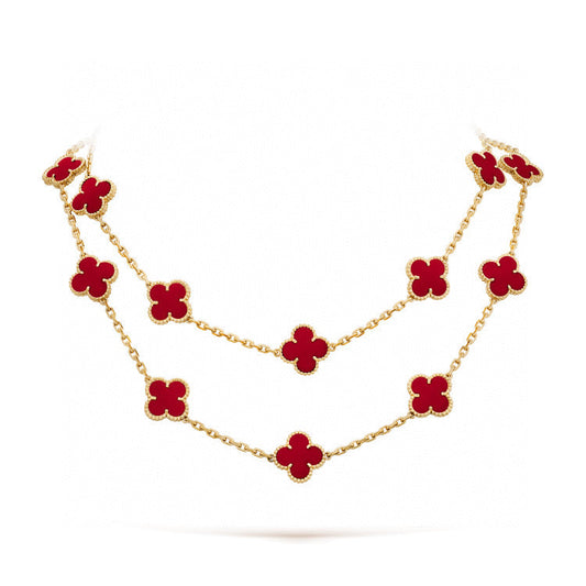 [Royal Jewellery]CLOVER 20 MOTIFS CARNELIAN NECKLACE
