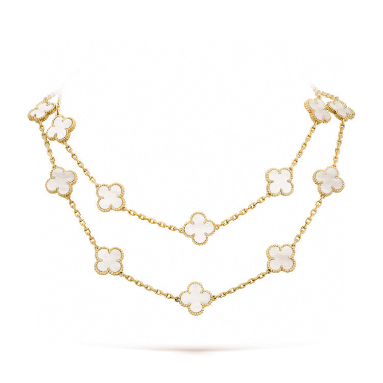 [Royal Jewellery]CLOVER 20 MOTIFS WHITE MOP NECKLACE