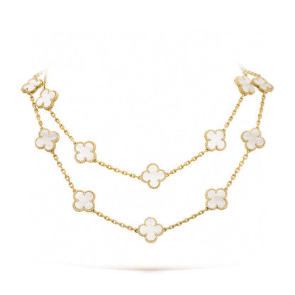 [Royal Jewellery]CLOVER 20 MOTIFS WHITE MOP NECKLACE
