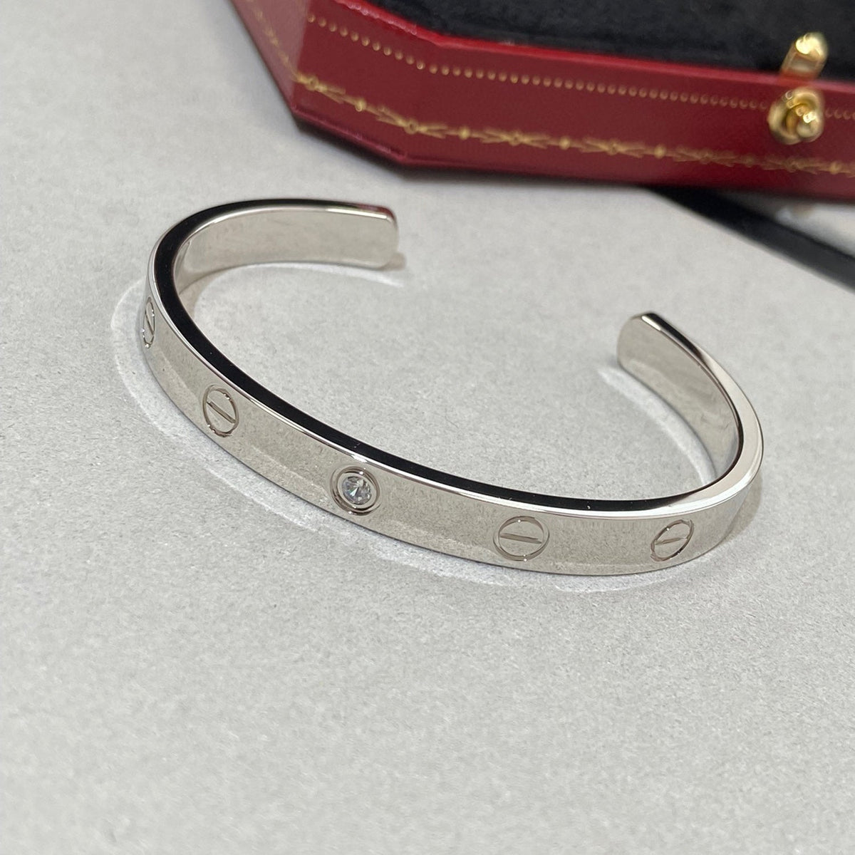 [Royal Jewellery]LOVE BRACELET 6.1MM 1 DIAMOND OPEN CUFF