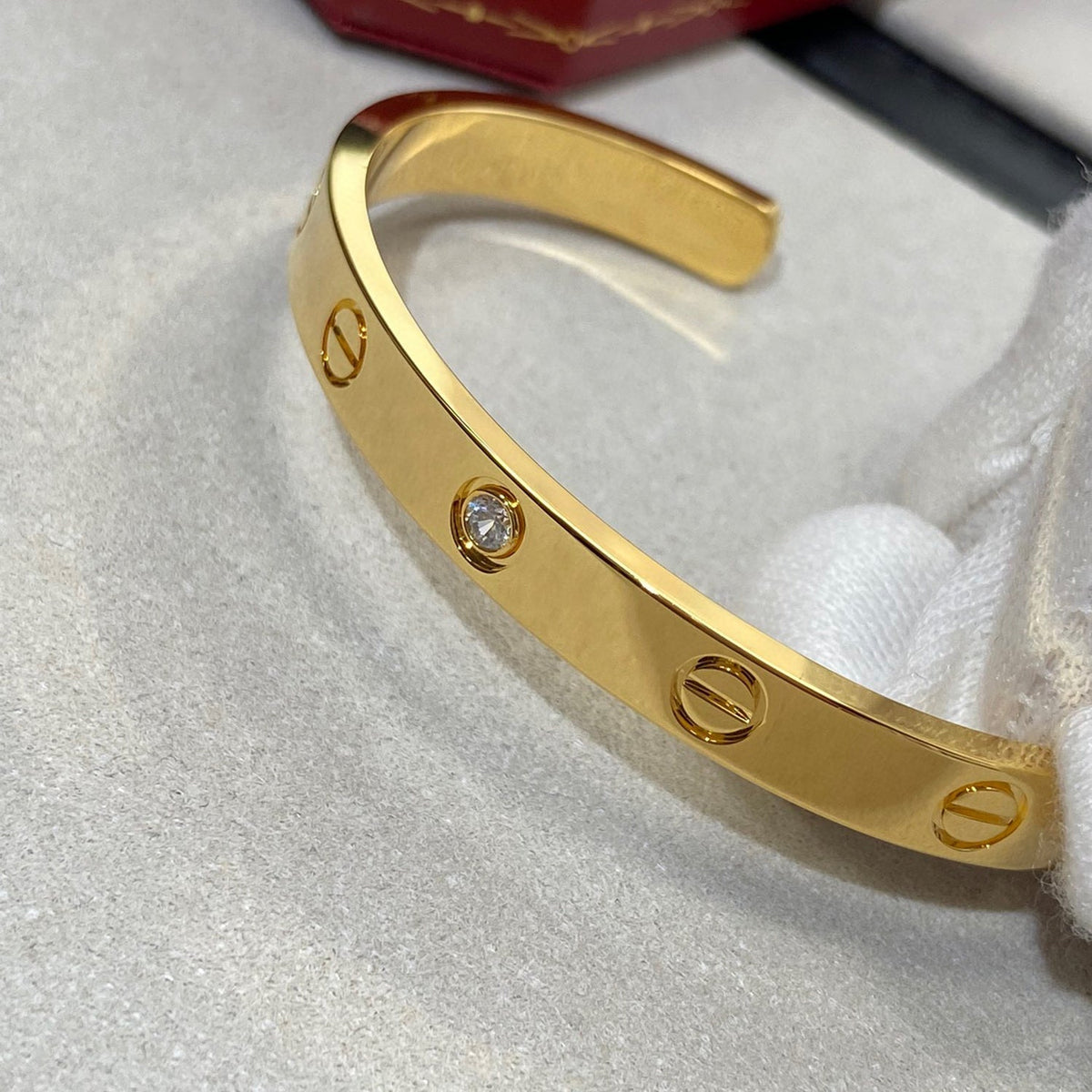 [Royal Jewellery]LOVE BRACELET 6.1MM 1 DIAMOND OPEN CUFF