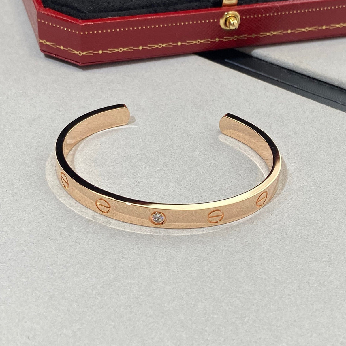 [Royal Jewellery]LOVE BRACELET 6.1MM 1 DIAMOND OPEN CUFF