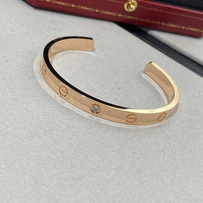 [Royal Jewellery]LOVE BRACELET 6.1MM 1 DIAMOND OPEN CUFF
