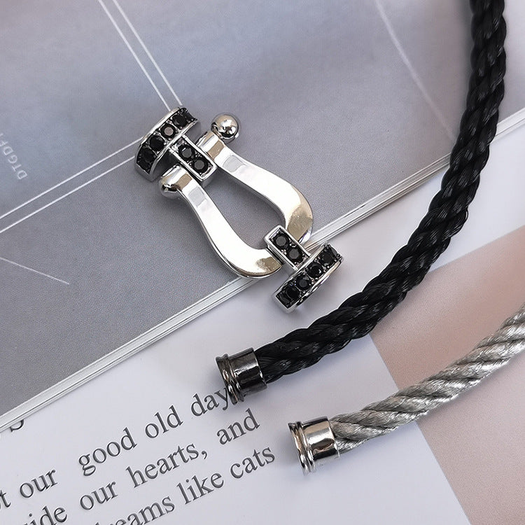 [Royal Jewellery]FORCE LARGE HORSESHOE BLACK DIAMOND BRACELET SILVER