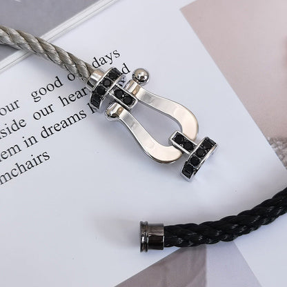 [Royal Jewellery]FORCE LARGE HORSESHOE BLACK DIAMOND BRACELET SILVER