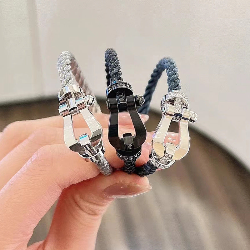 [Royal Jewellery]FORCE LARGE HORSESHOE FULL DIAMOND BRACELET SILVER