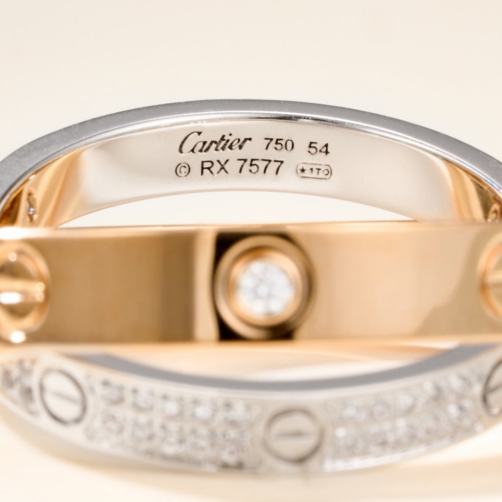 [Royal] LOVE PINK GOLD SILVER DIAMOND DOUBLE RING
