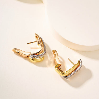 [Royal] TRINITY HALF DIAMOND  CUSHION EARRINGS