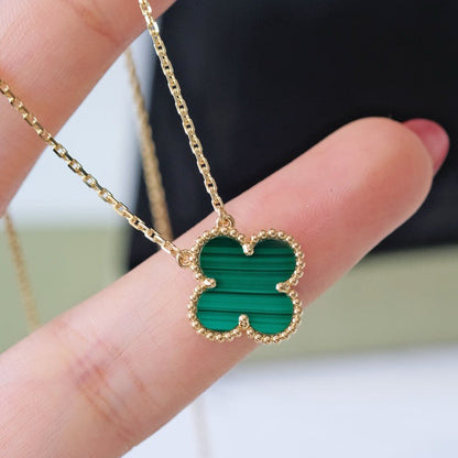 [Royal Jewellery]CLOVER 15MM MALACHITE SINGLE FLOWER  NECKLACE