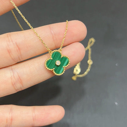 [Royal Jewellery]CLOVER 15MM DIAMOND TURQUOISE NECKLACE