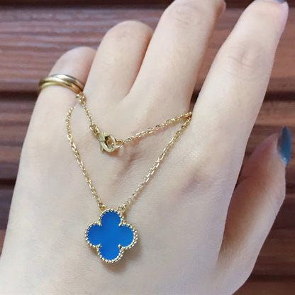 [Royal Jewellery]CLOVER 15MM BLUE AGATE NECKLACE