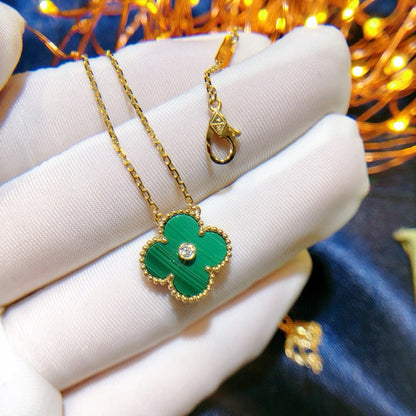 [Royal Jewellery]CLOVER 15MM DIAMOND TURQUOISE NECKLACE