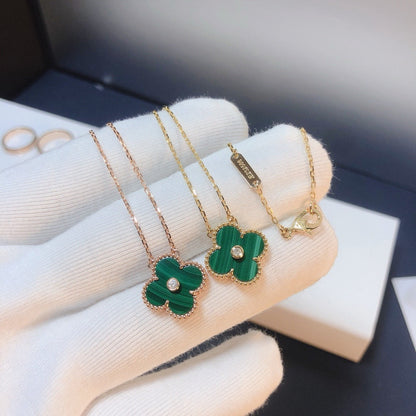 [Royal Jewellery]CLOVER 15MM DIAMOND TURQUOISE NECKLACE
