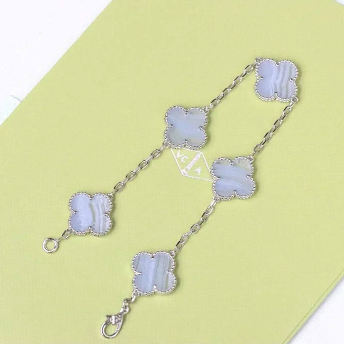 [Royal Jewellery] CLOVER 5 MOTIF PURPLE CHALCEDONY BRACELET COLLECTION