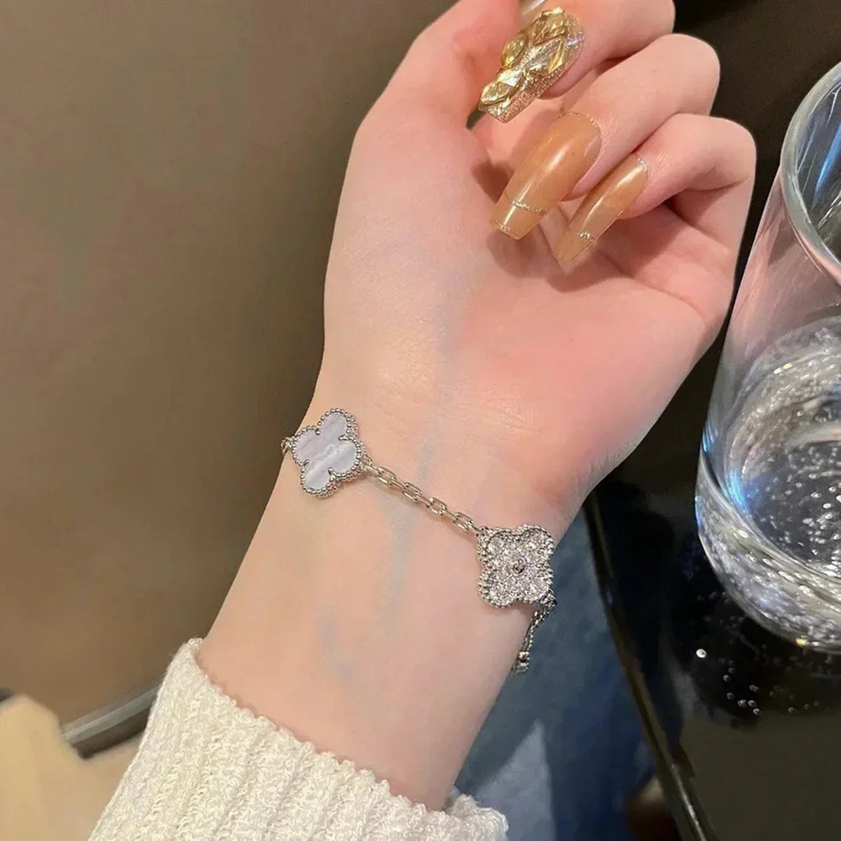 [Royal Jewellery] CLOVER 5 MOTIF PURPLE CHALCEDONY BRACELET COLLECTION