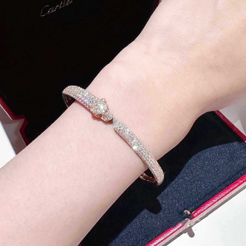 [Royal] PANTHERE FULL DIAMOND OPEN BRACELET