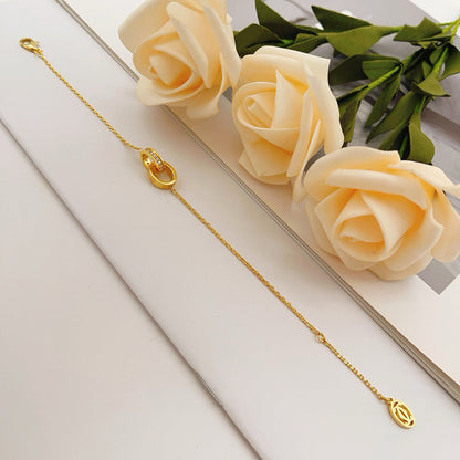 [Royal] LOVE DOUBLE RING HALF DIAMOND BRACELET