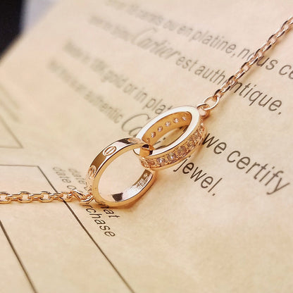 [Royal] LOVE DOUBLE RING HALF DIAMOND BRACELET