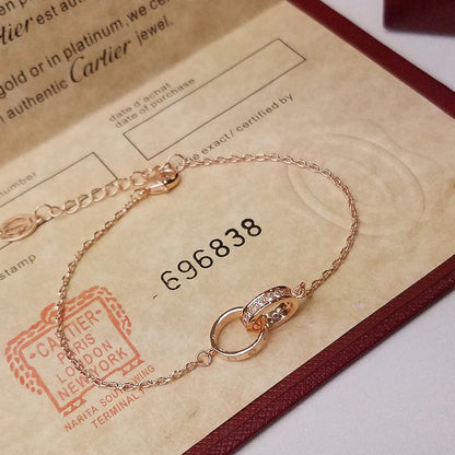 [Royal] LOVE DOUBLE RING HALF DIAMOND BRACELET