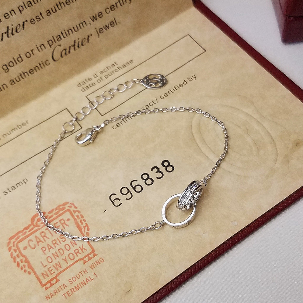 [Royal] LOVE DOUBLE RING HALF DIAMOND BRACELET