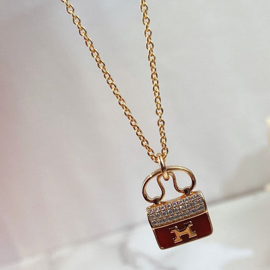 [Royal Jewellery]CONSTANCE RED PEDANT PINK GOLD NECKLACE