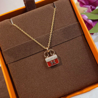 [Royal Jewellery]CONSTANCE RED PEDANT PINK GOLD NECKLACE