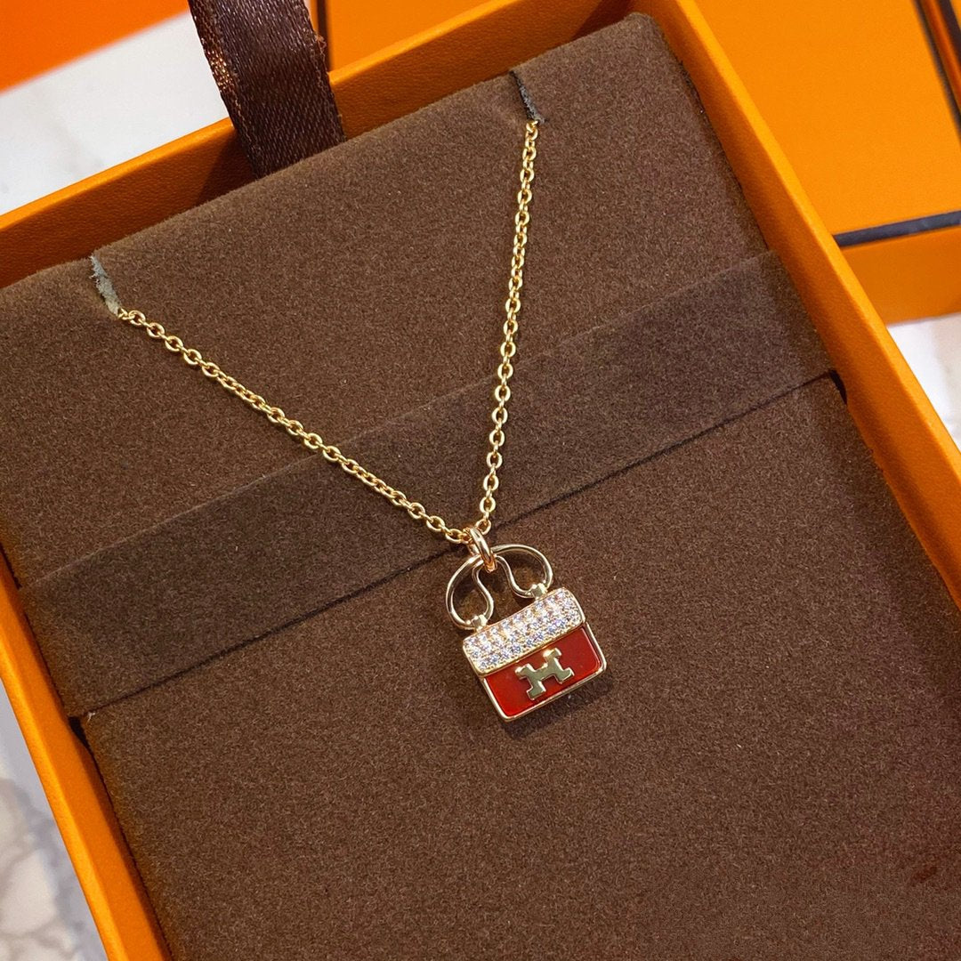 [Royal Jewellery]CONSTANCE RED PEDANT PINK GOLD NECKLACE