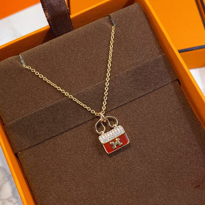 [Royal Jewellery]CONSTANCE RED PEDANT PINK GOLD NECKLACE