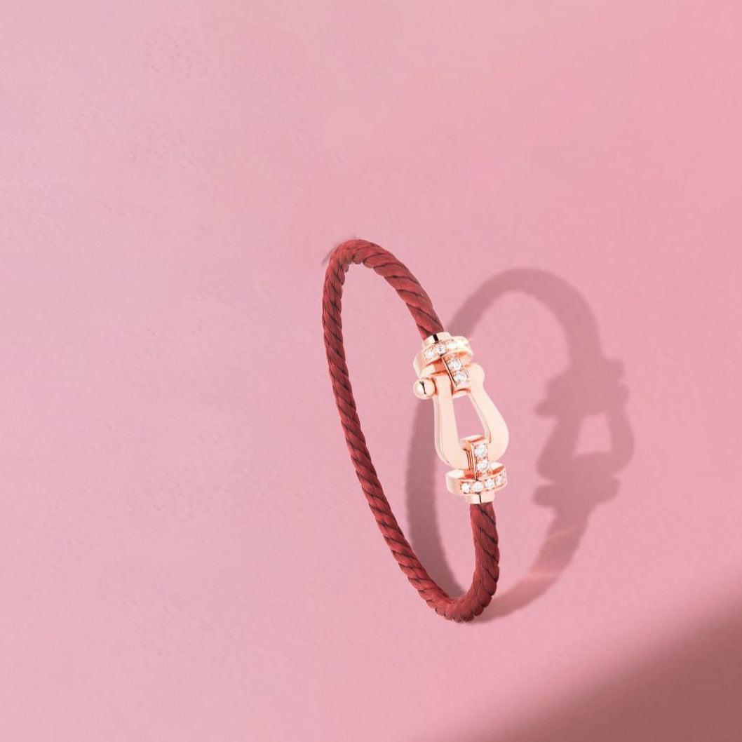 [Royal Jewellery]FORCE 10 HALF DIAMOND PINK GOLD RED CORDERI LARGE AND MEDIUM MODEL