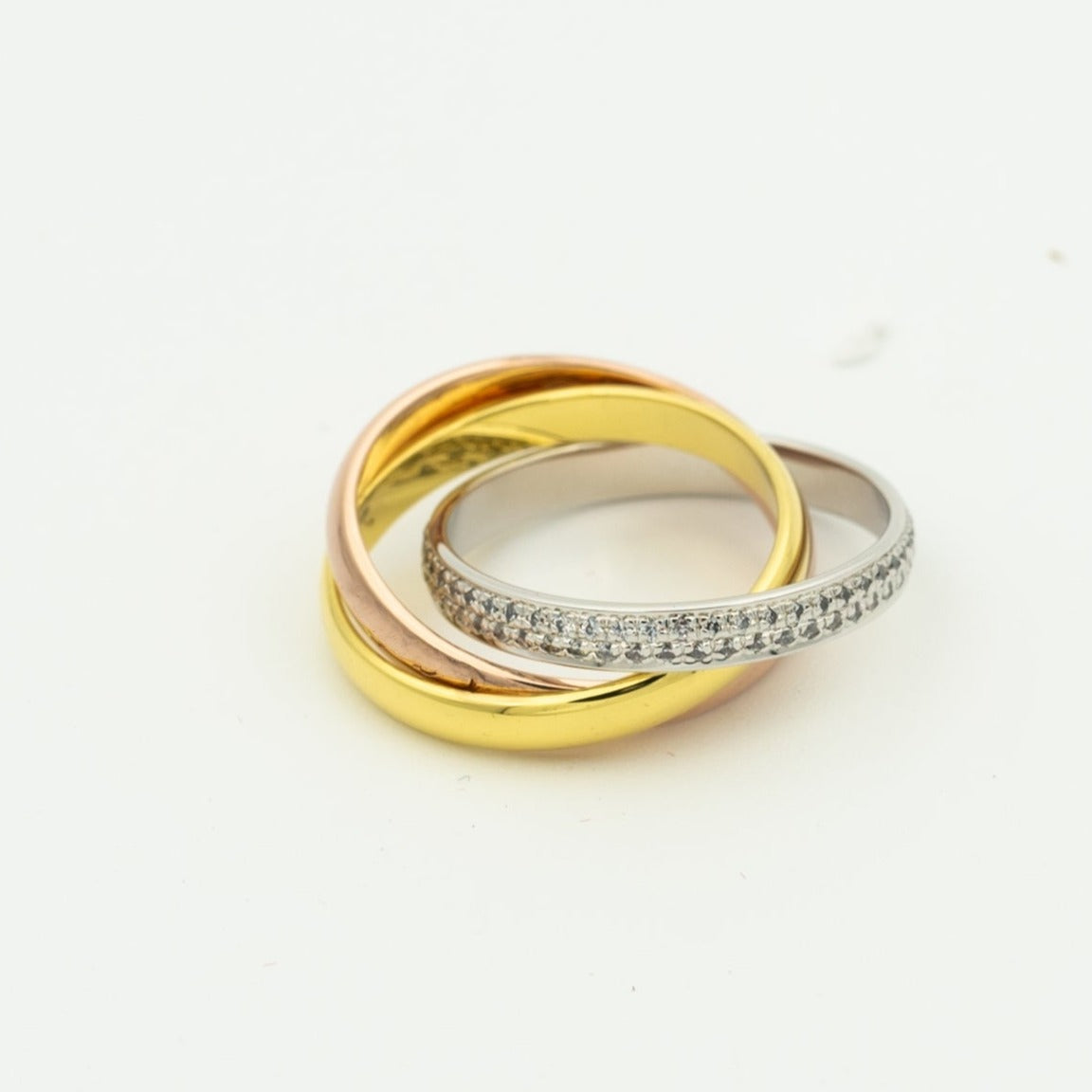 [Royal Jewellery]TRINITY RING GOLD PINK GOLD SILVER DIAMONDS