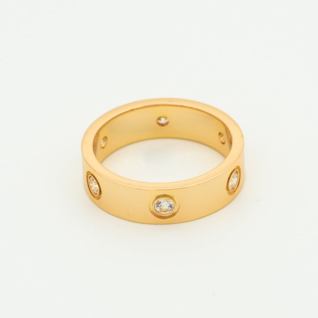 [Royal Jewellery]LOVE RING 5.5MM 6 DIAMONDS PINK GOLD