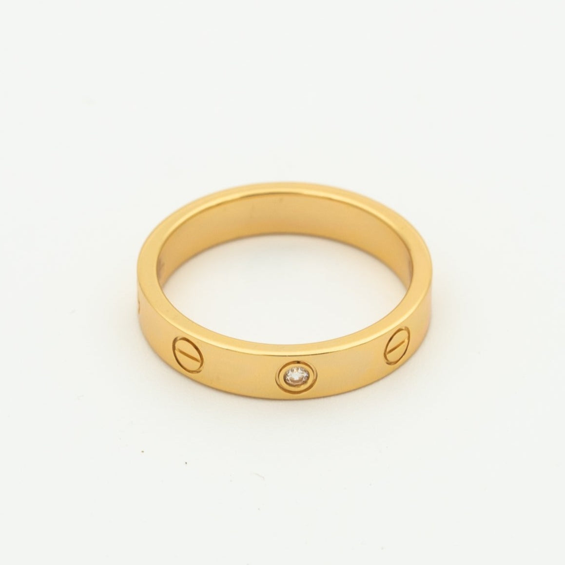[Royal Jewellery]LOVE RING 4MM 1 DIAMOND PINK GOLD