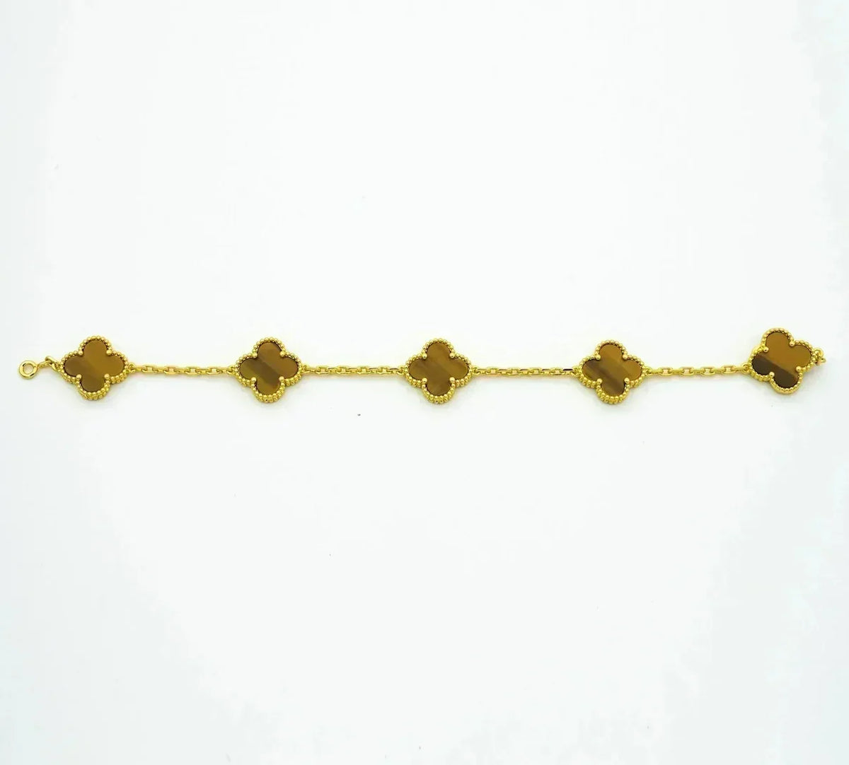 [Royal Jewellery] CLOVER 5 MOTIFS TIGER EYE BRACELET COLLECTION