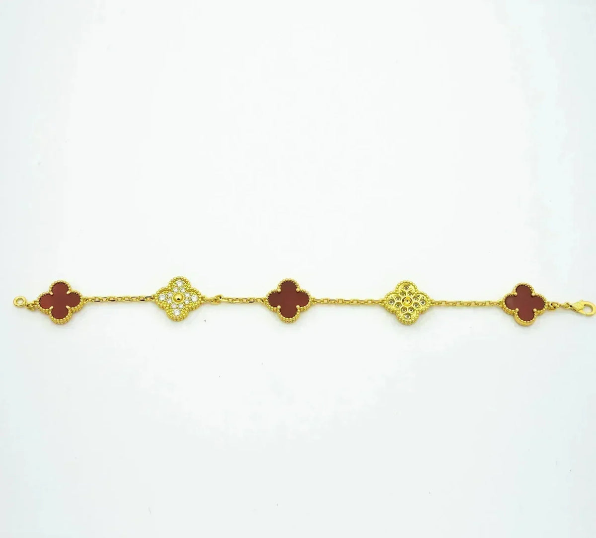 [Royal Jewellery] CLOVER 5 MOTIF RED CORNELIAN BRACELET COLLECTION
