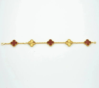 [Royal Jewellery] CLOVER 5 MOTIF RED CORNELIAN BRACELET COLLECTION