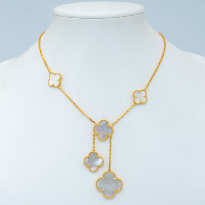 [Royal Jewellery]CLOVER MOTHER OF PEARL NECKLACE 6 MOTIF