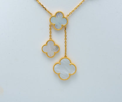 [Royal Jewellery]CLOVER MOTHER OF PEARL NECKLACE 6 MOTIF