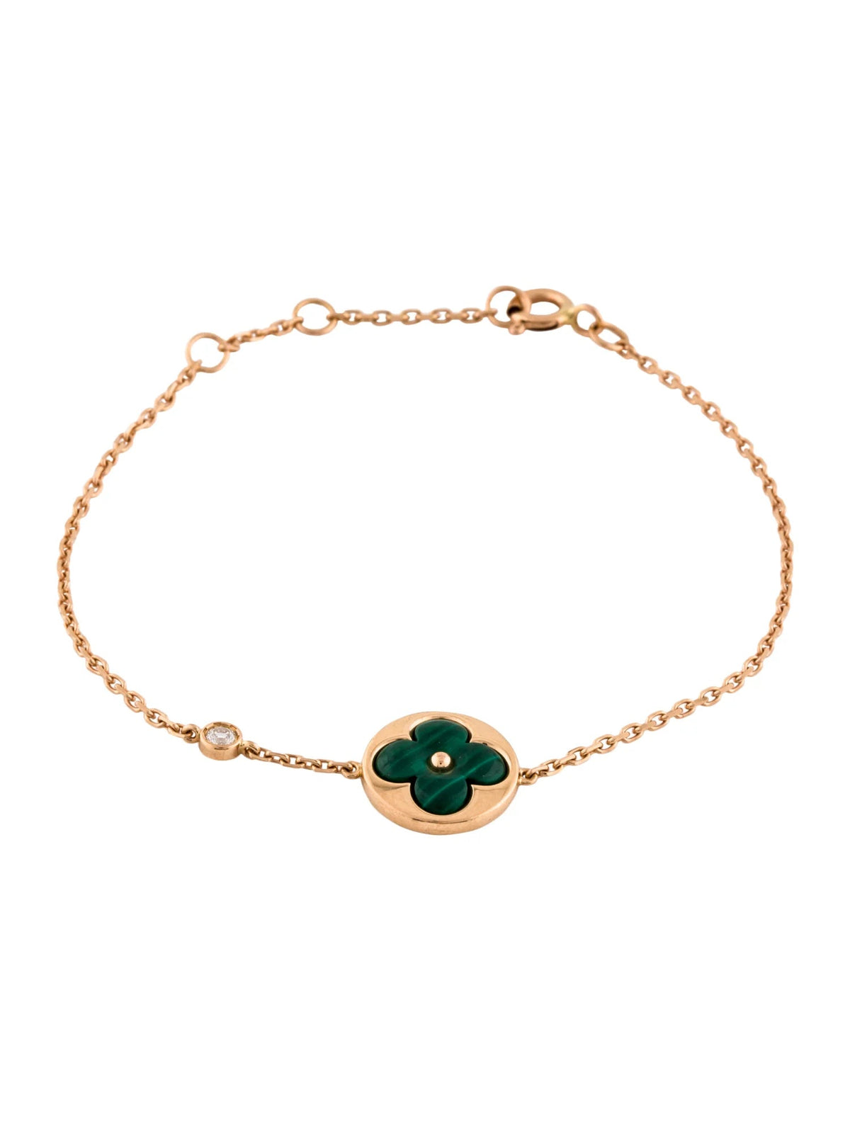 [Royal Jewellery]SUN MALACHITE 1 DIAMOND PINK GOLD BRACELET