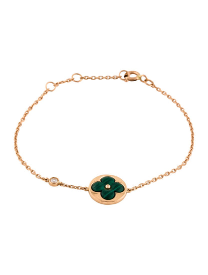 [Royal Jewellery]SUN MALACHITE 1 DIAMOND PINK GOLD BRACELET