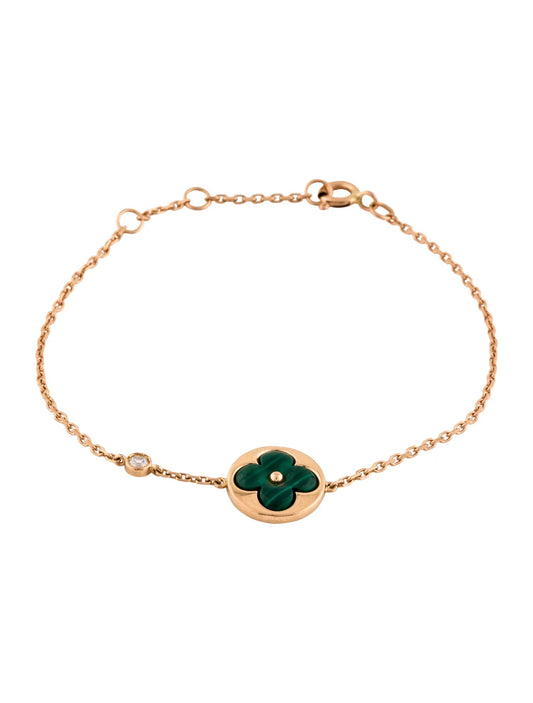 [Royal Jewellery]SUN MALACHITE 1 DIAMOND PINK GOLD BRACELET