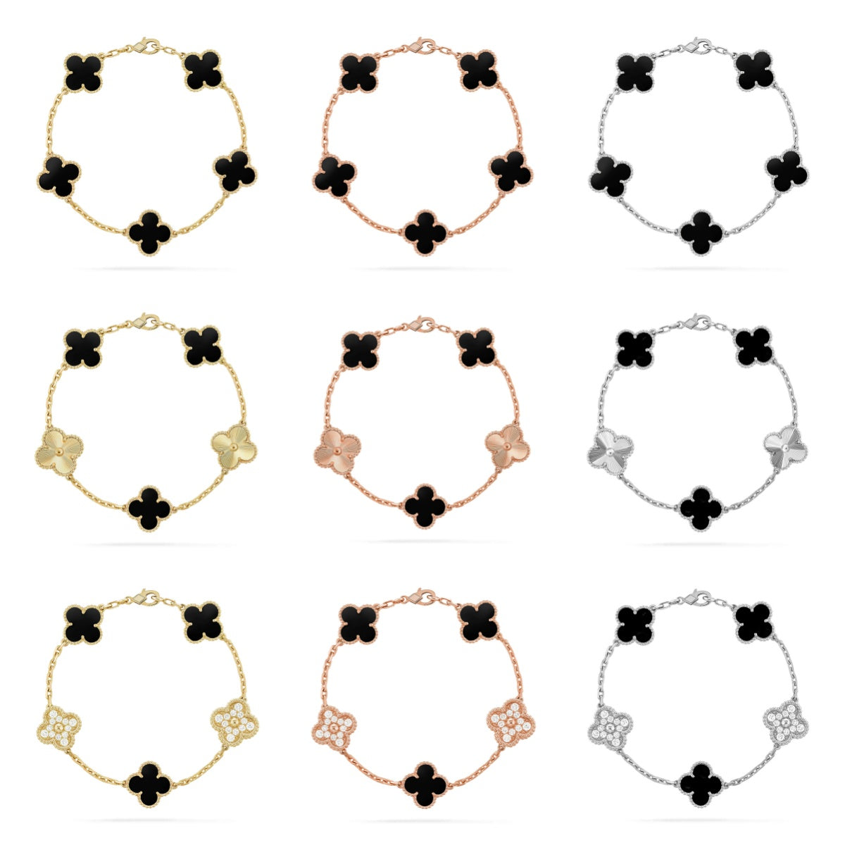 [Royal] CLOVER 5 MOTIF ONYXS BRACELET COLLECTION