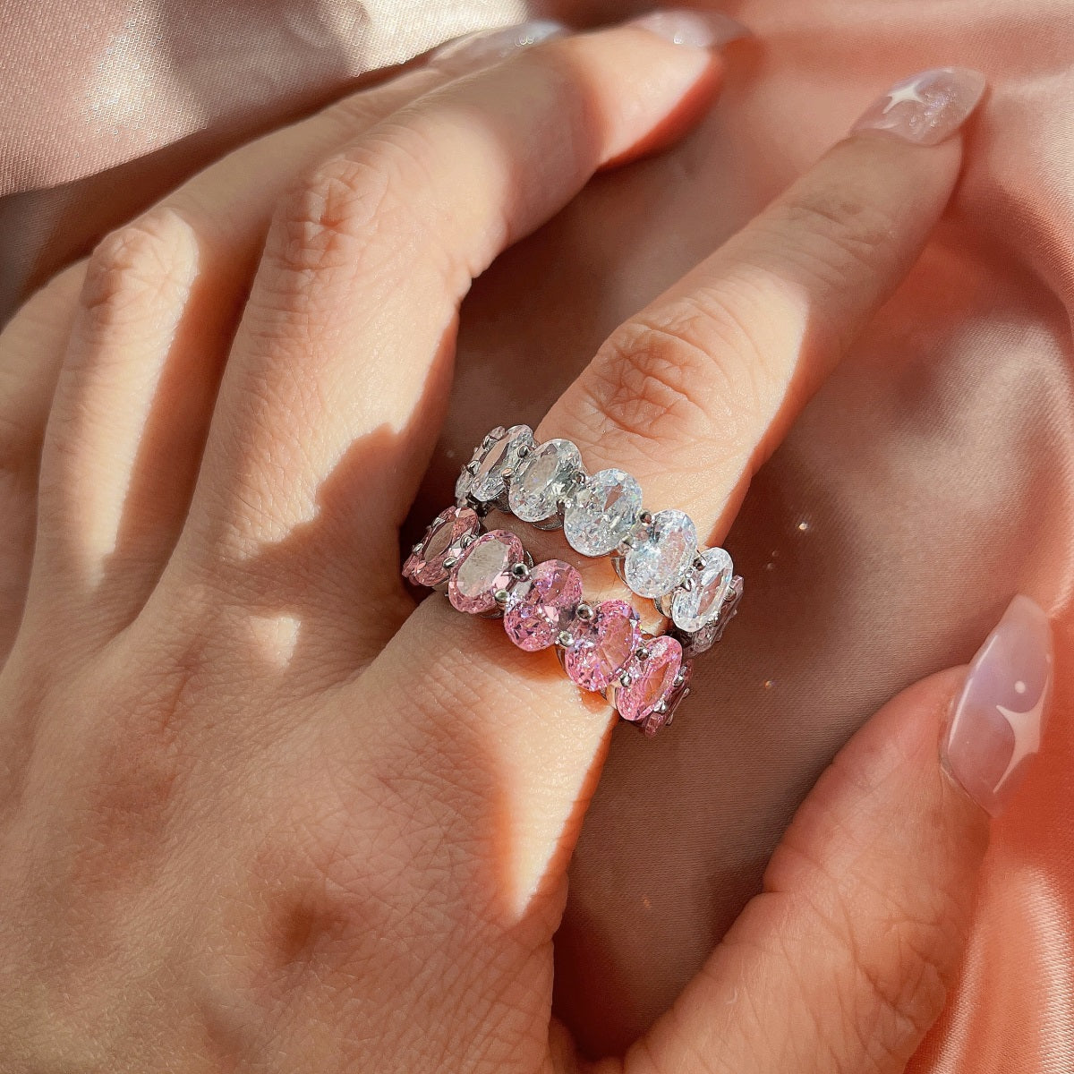 [Royal Jewellery]Dainty Elongated Cushion Cut Tennis Ring