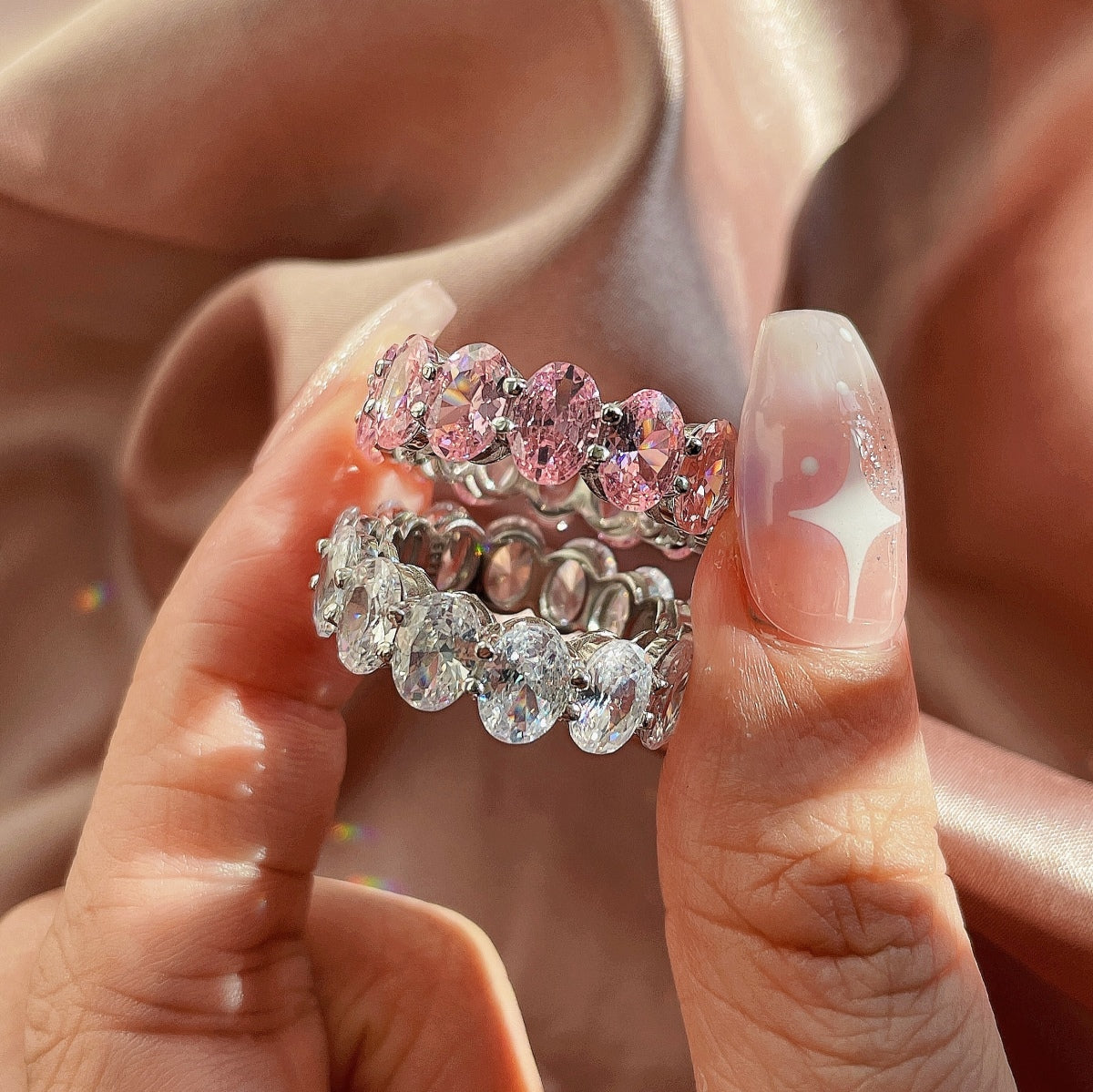 [Royal Jewellery]Dainty Elongated Cushion Cut Tennis Ring