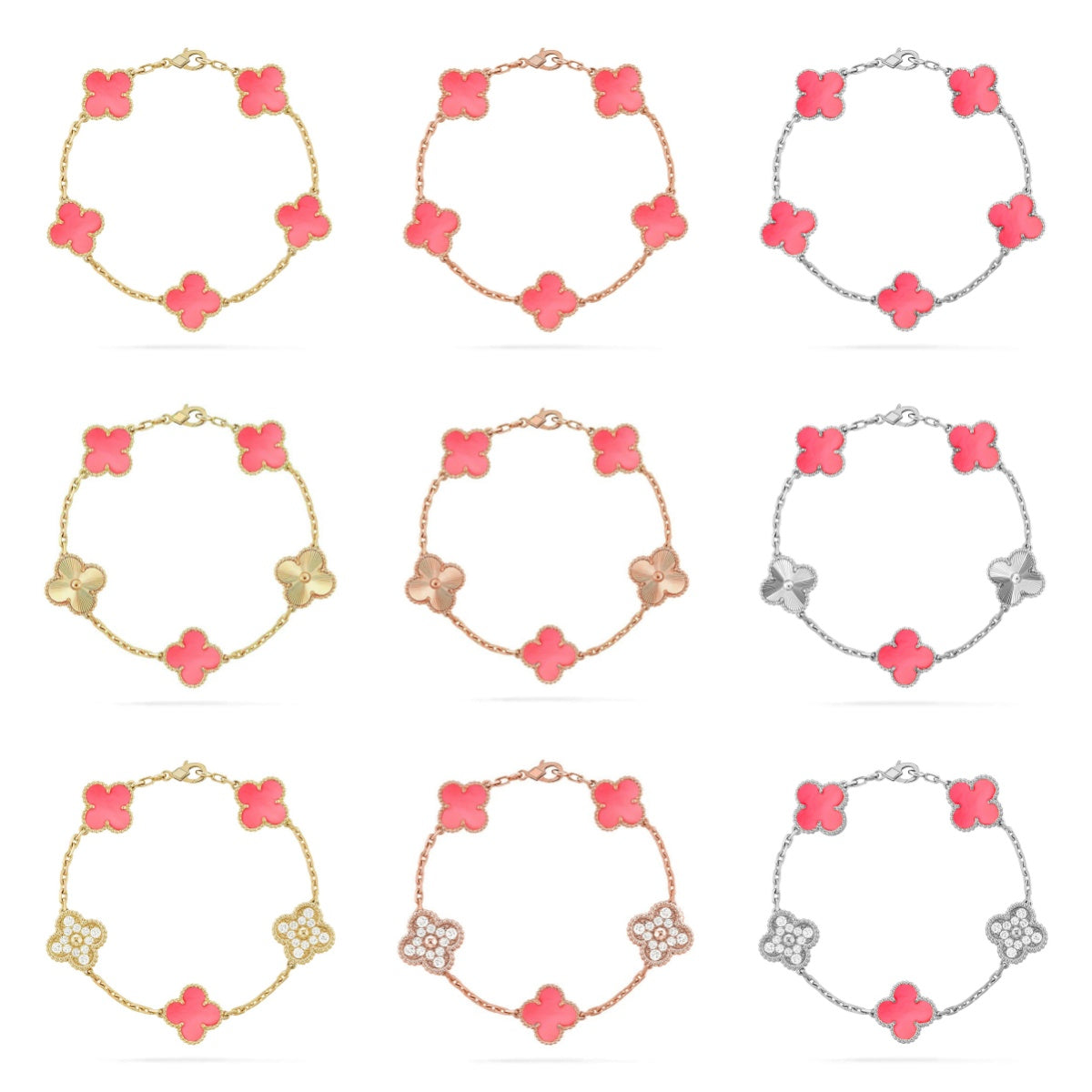 [Royal] CLOVER 5 MOTIFS  PINK MOP BRACELET COLLECTION