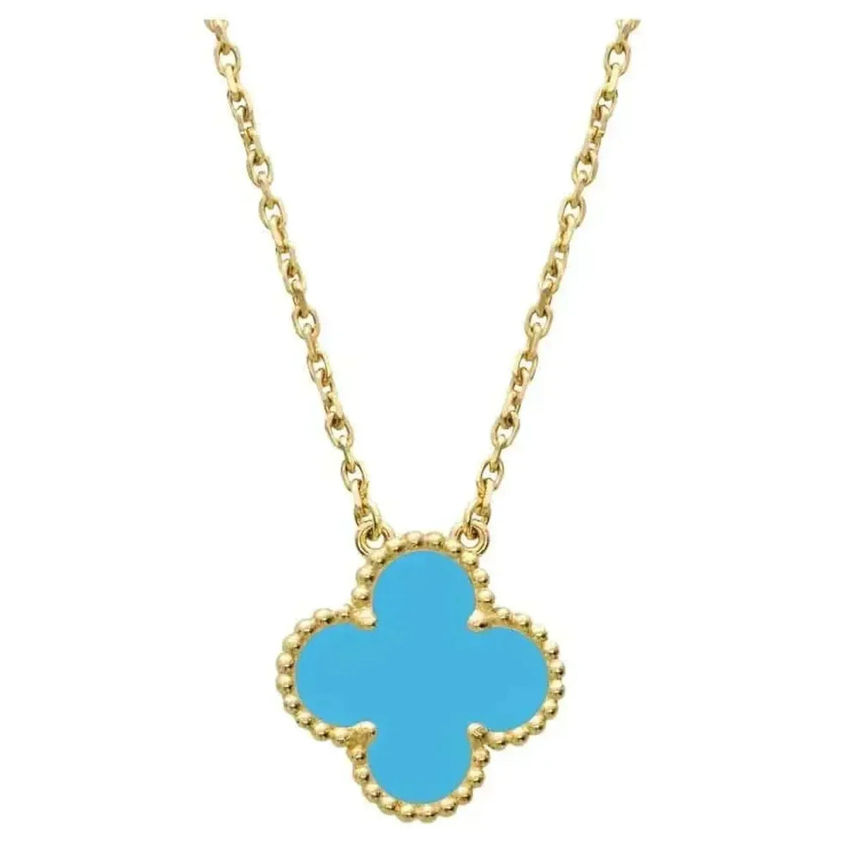 [Royal Jewellery]CLOVER 15MM VINTAGE TURQUOISE NECKLACE