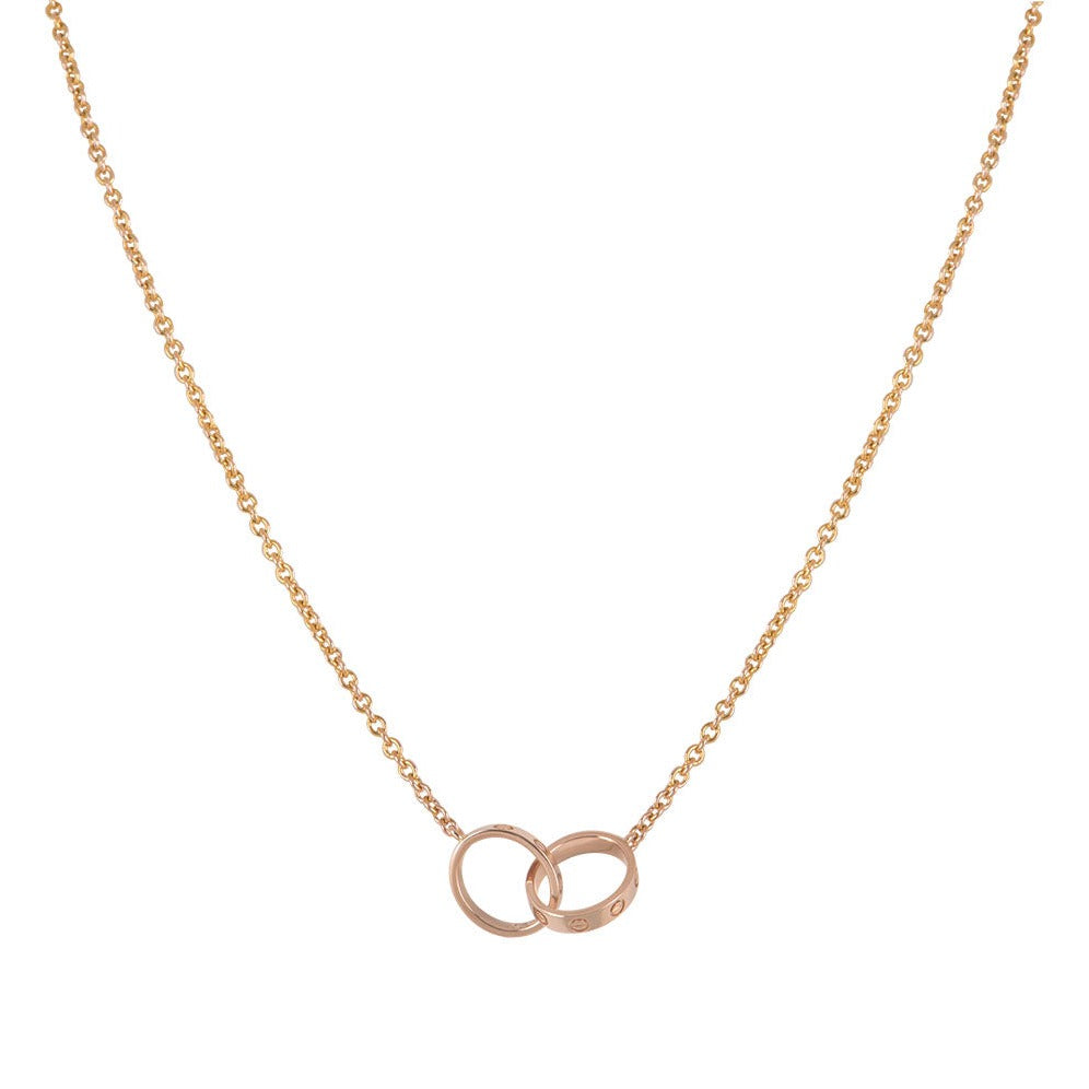 [Royal Jewellery]LOVE NECKLACE DOUBLE RING PINK GOLD