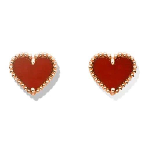 [Royal Jewellery]HEART CARNELIAN STUD EARRINGS