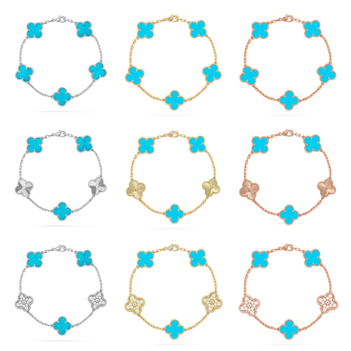 [Royal] CLOVER 5 MOTIF TURQUOISE BRACELET COLLECTION