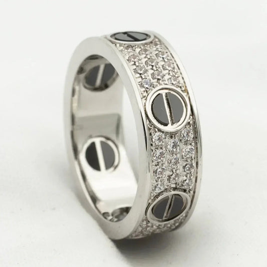 [Royal Jewellery]LOVE RING 5.5MM DIAMONDS PAVED CERAMIC
