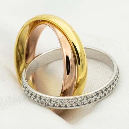 [Royal Jewellery]TRINITY RING GOLD PINK GOLD SILVER DIAMONDS